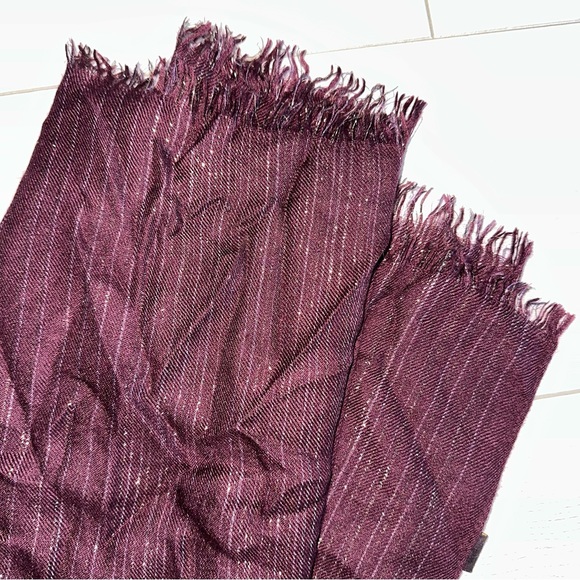 Loro Piana Silk Cashmere Burgundy Maroon Gold Metallic Scarf Neck Wrap - Picture 9 of 13